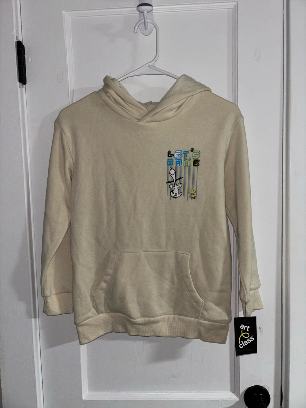 Peanuts Cream Hoodie Sweatshirt with 'Let's Game' Graphic